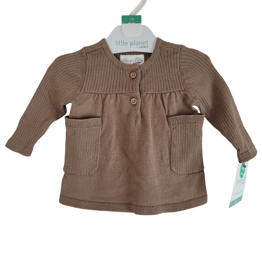 Little Planet Carters Newborn baby Girl Organic Cotton Ribbed Sweater Knit Dress